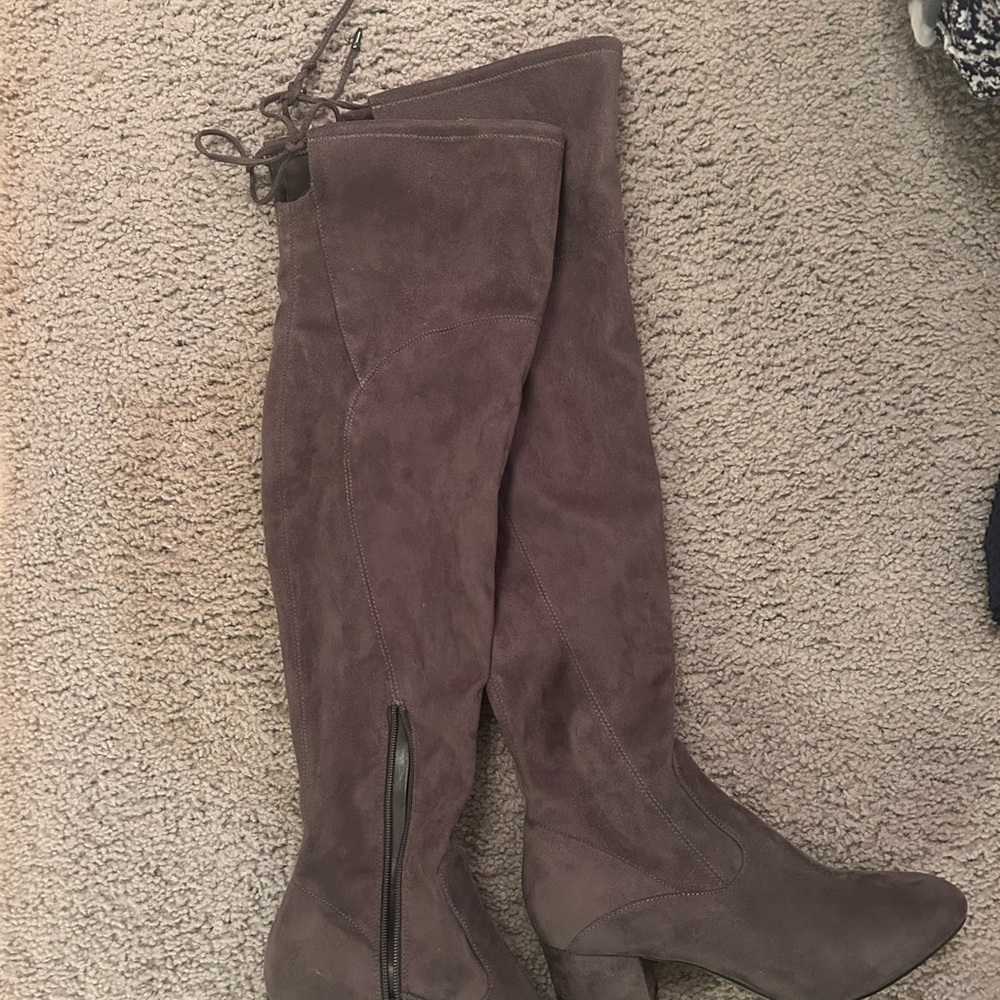 Ivanka Trump Suede Over-the-Knee Boots - Gray